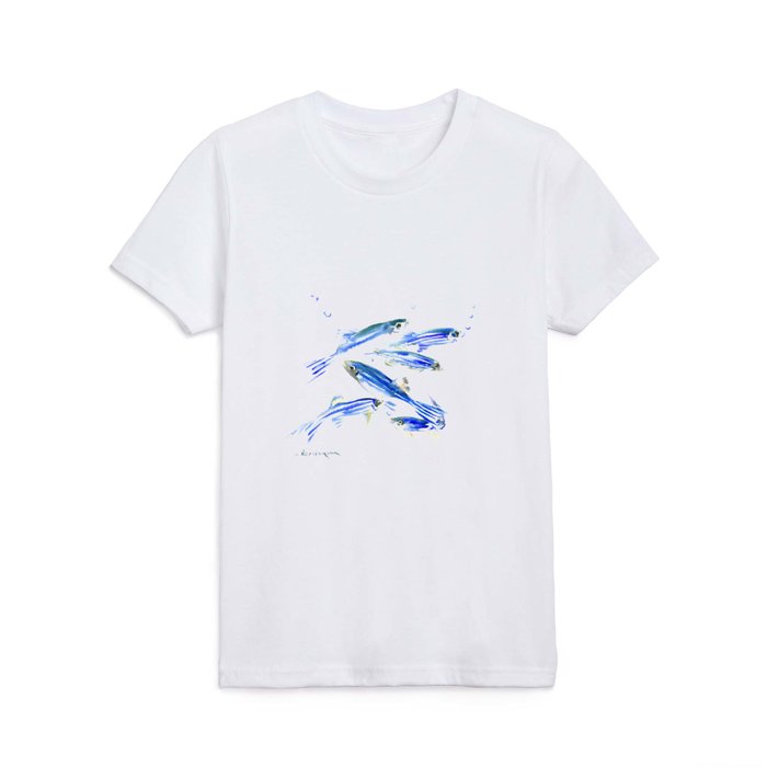 Blue Fish Aquatic fish design Kids T Shirt by SurenArt