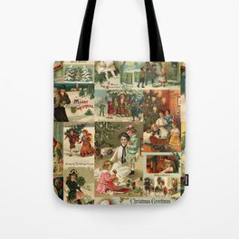 Vintage Victorian Christmas Collage Tote Bag | Ephemera, Christmas, Illustration, Graphicdesign, Victorian, Steampunk, Winter, Retro, Merrychristmas, Old 