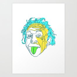 Einstein Line Art | Painting | Print | Poster | Albert Einstein Tongue Out Cartoon Art Print