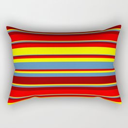 [ Thumbnail: Red, Yellow, Blue & Dark Red Colored Stripes/Lines Pattern Rectangular Pillow ]