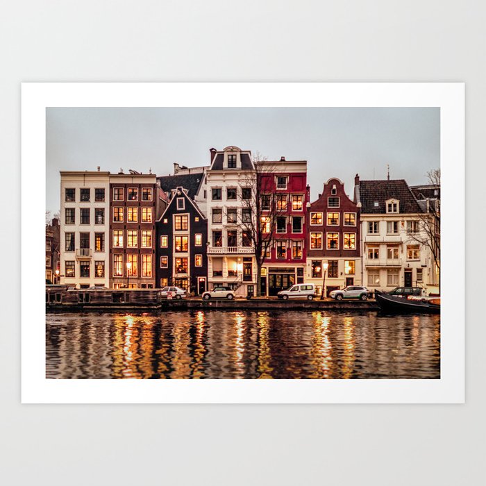 Amsterdam Houses and its canals | Architecture in the Netherlands Art Print