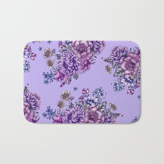 Vintage Purple Florals Bath Mat