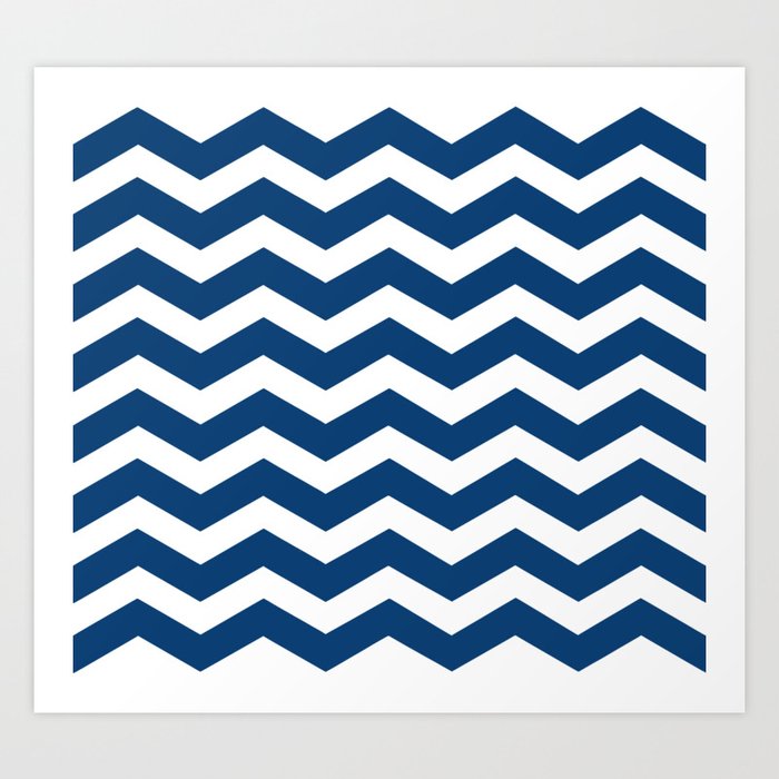 Blue zigzag stripes pattern decor Art Print by mm_art Society6