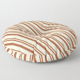 [ Thumbnail: Sienna & Light Yellow Colored Stripes Pattern Floor Pillow ]