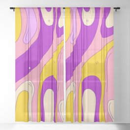 Groovy Psychedelic Background Sheer Curtain