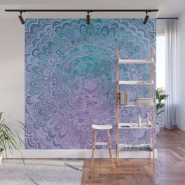 Purple and Turquoise Ice Flower Mandala Wall Mural