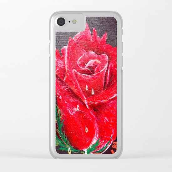 Red Red Rose Acrylic Painting Clear iPhone Case