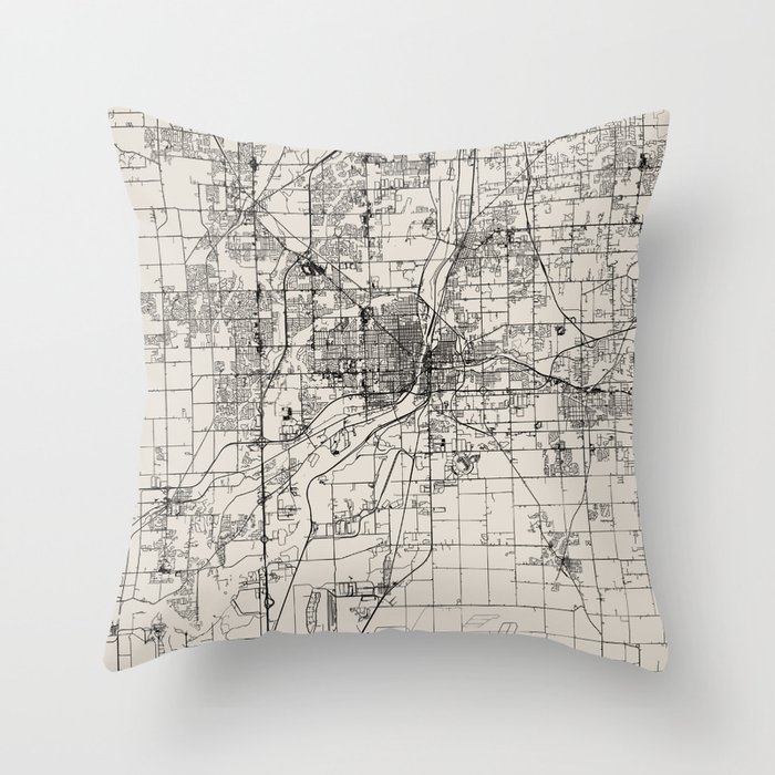 Joliet USA - city map Throw Pillow