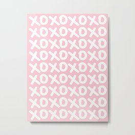 XOXO Print Pink Hugs And Kisses Minimalistic Fashion Wall Art Preppy Modern Decor XOXO Pattern Metal Print