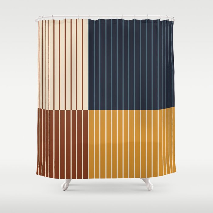 Color Block Line Abstract XIII Shower Curtain