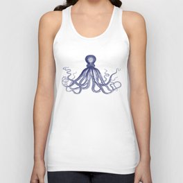Octopus | Vintage Octopus | Tentacles | Navy Blue and White | Tank Top