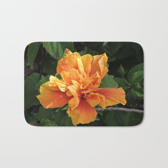The Golden Double Hibiscus Next Door Bath Mat