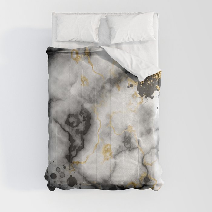 Marble Black White and Gold Comforter