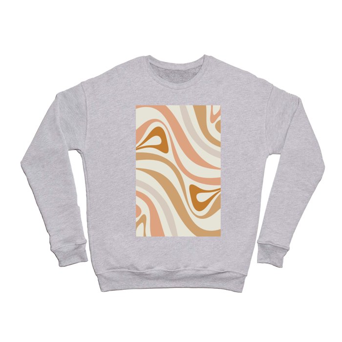 New Groove Retro Swirls Abstract Pattern in Pale Boho Blush Apricot Sand Crewneck Sweatshirt