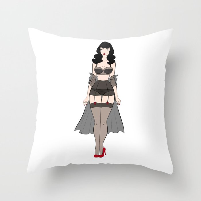 Brunette with lingerie Throw Pillow