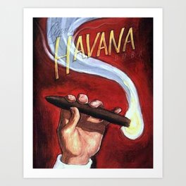 All Red Cohiba Cuban Habanos Cigars Aficionado Vintage Advertisement Poster; Habana, Cuba Wall Decor Art Print