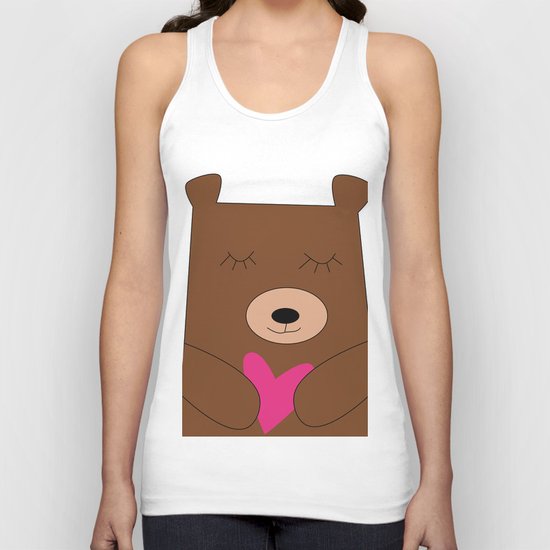 Bear in love pink Unisex Tank Top