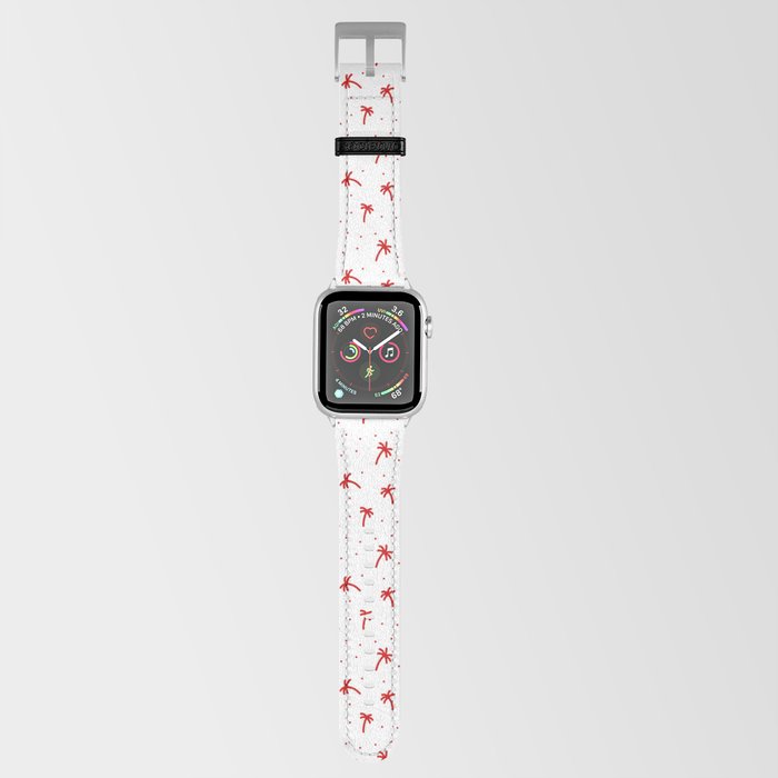 Red Doodle Palm Tree Pattern Apple Watch Band