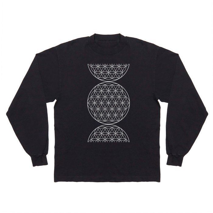 Silver Mandala Flower of Life Long Sleeve T Shirt