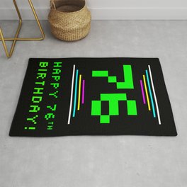[ Thumbnail: 76th Birthday - Nerdy Geeky Pixelated 8-Bit Computing Graphics Inspired Look Rug ]