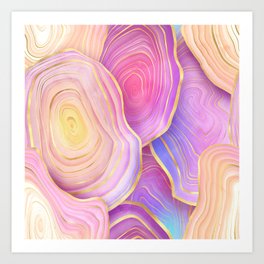 Pink Watercolor Agate Texture 08 Art Print