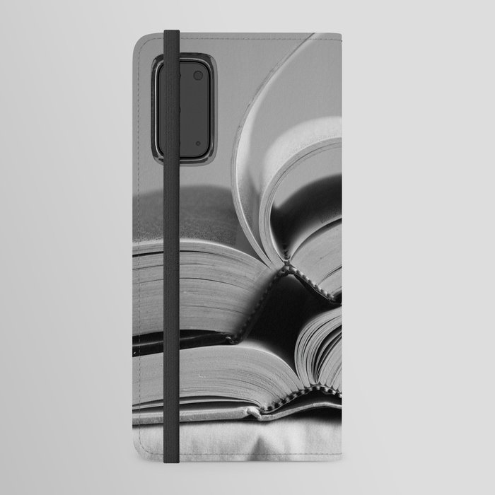 Open Books in Black and White Android Wallet Case