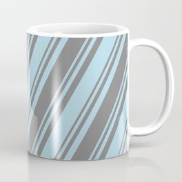 [ Thumbnail: Light Blue and Grey Colored Lined/Striped Pattern Coffee Mug ]