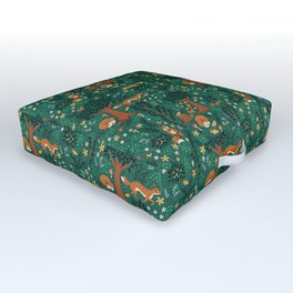 Foxes Playing in the Emerald Forest Outdoor Floor Cushion