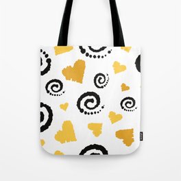 Gold hearts on white background seamless cozy retro pattern Tote Bag