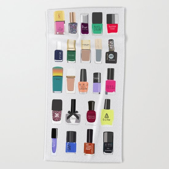 My nail polish collection art print Beach Towel