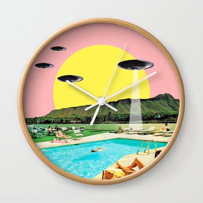 Invasion on vacation (UFO in Hawaii) Wall Clock