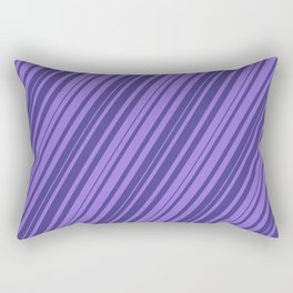 [ Thumbnail: Purple and Dark Slate Blue Colored Striped Pattern Rectangular Pillow ]