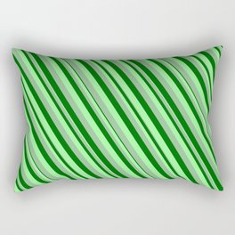 [ Thumbnail: Dark Sea Green, Dark Green & Green Colored Lines/Stripes Pattern Rectangular Pillow ]