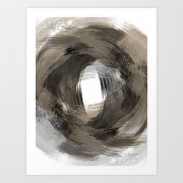 Beige and Grey Modern Abstract Brushstroke Painting Vortex Art Print