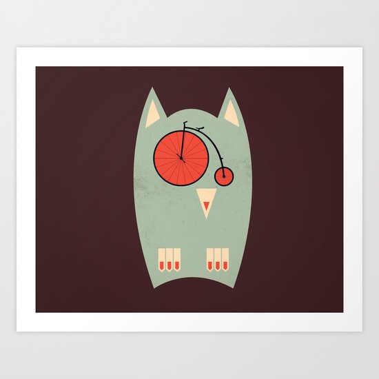 Vintage Bikeowl Art Print