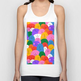 Diverse colorful people crowd pattern illustration Unisex Tank Top