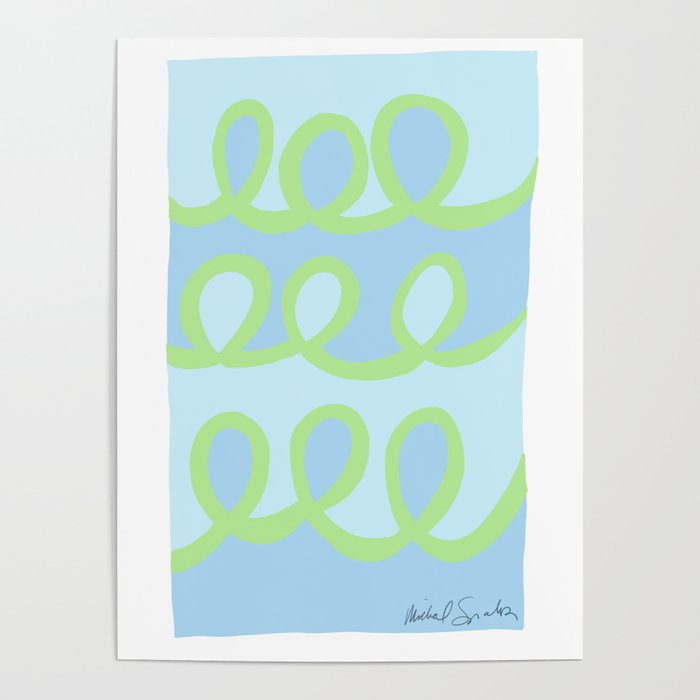 Blue Loop-de-Loops Poster