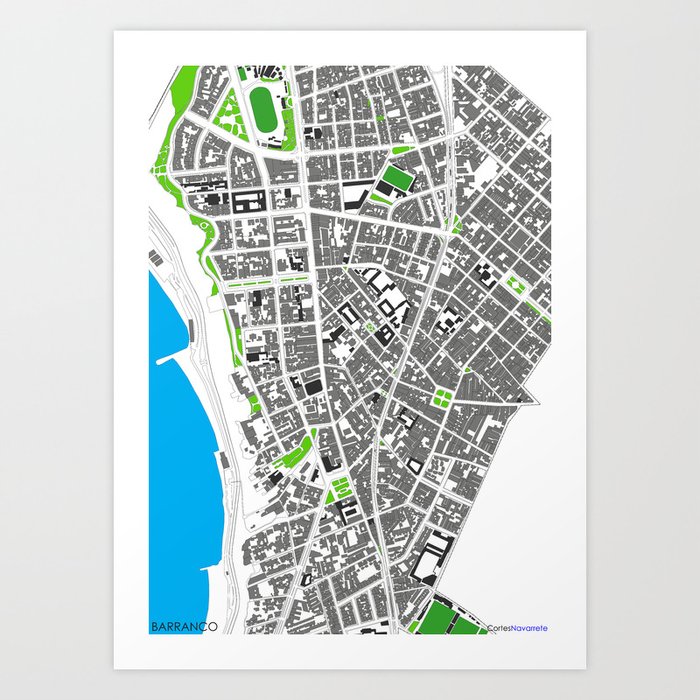 BARRANCO MAP Urban Form Art Print