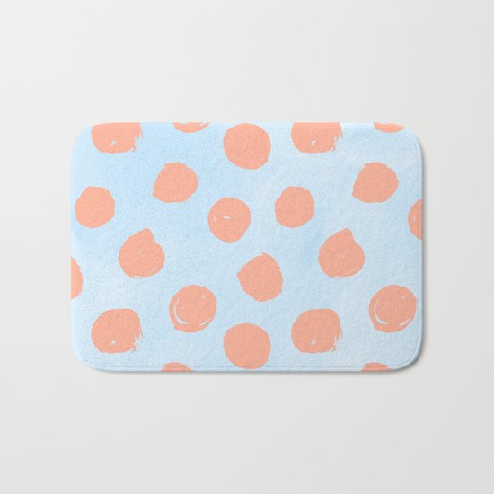 Sweet Life Dots Peach Coral Pink + Blue Raspberry Bath Mat