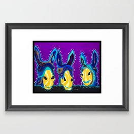 3 Happy Donkeys Framed Art Print