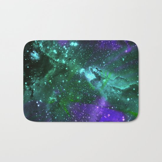 Aqua N Amethyst Space Flower Bath Mat