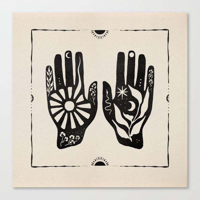 Magic Hands | Digital Blockprint | Reiki Spiritual Healing Etnic Art Print Canvas Print