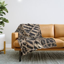 Animal Print - Leopard and Zebra - pastel gold Throw Blanket