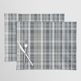 Retro Modern Plaid Pattern 2 in Neutral Blue Gray Placemat