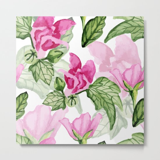 Pink flowers pattern Metal Print