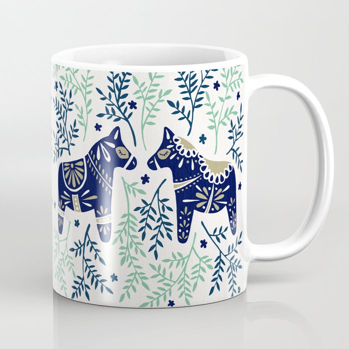 Swedish Dala Horse – Navy & Mint Palette Coffee Mug