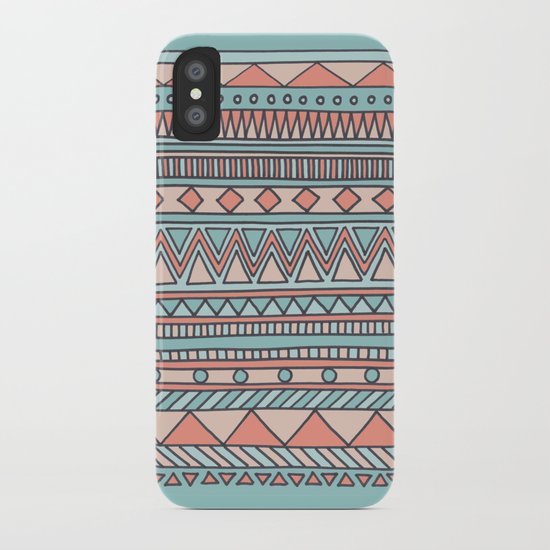 Tribal #4 (Coral/Aqua) iPhone Case