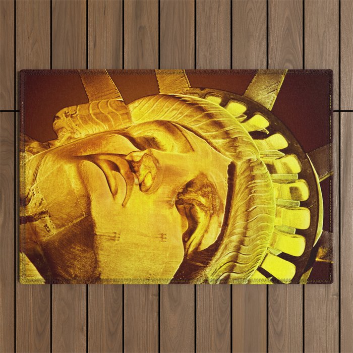 Statue of Liberty, United States National Monument, illuminated close-up view at night Outdoor Rug