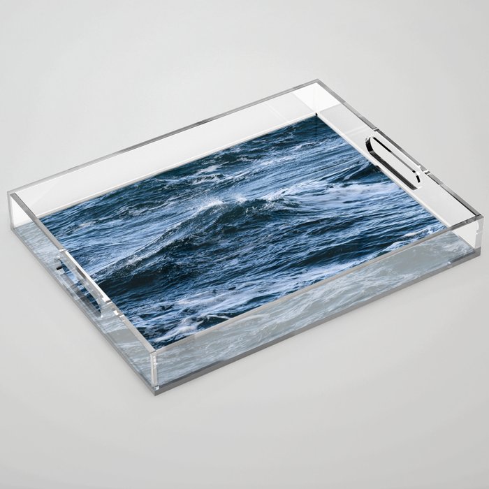 Marbled Waves of Blue Acrylic Tray