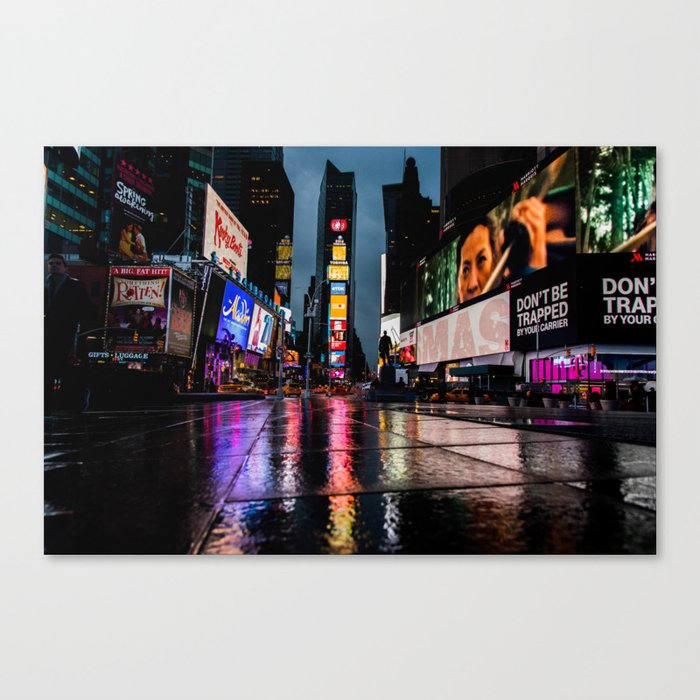 Times Square in the Rain Canvas Print